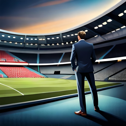 Ein Elfmeterschütze mit dem Rücken zum Stadion