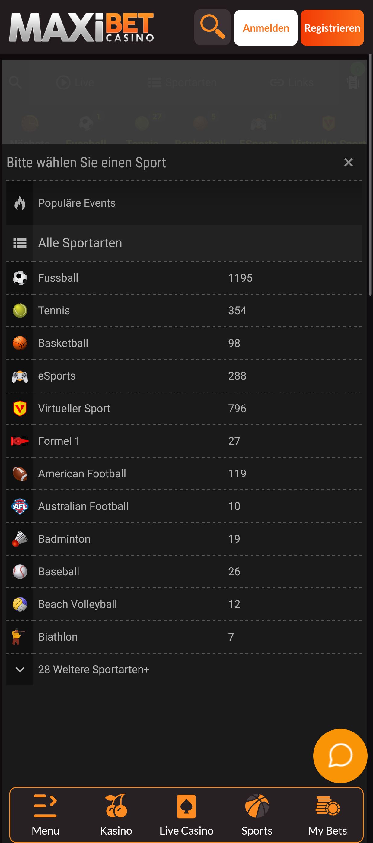 Das Sportwettenangebot von Maxibet