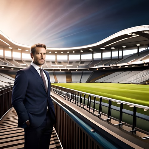 Ein Makler in einem Stadion, der analysiert