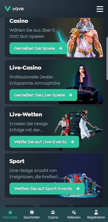 Das mobile Angebot von Vave stellt sich vor