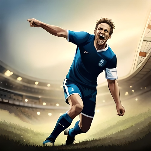 Ein Sportler, der mit einem Siegeszeichen läuft